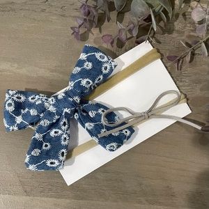3/$20 🔷 Blue & Grey Baby Girls Bow Headbands